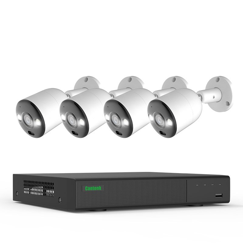 CANTONK 4K 8 CHANNEL 8MP RED AND BLUE LIGHT ALARM OUTDOOR HOME POE NVR KIT CCTV IP CAMERAS SURVEILLANCE SECURITY CAMERA SYSTEM