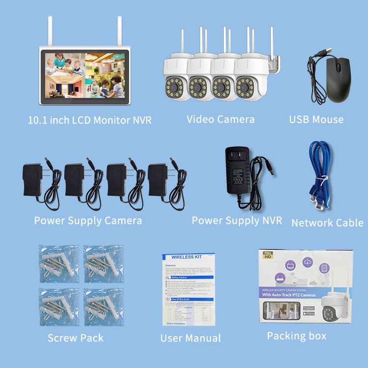 3MP Wifi Camera System Nvr With Screen Two Way Audio IP66 Waterproof Humanoid Detection CCTV Network Security Cameras