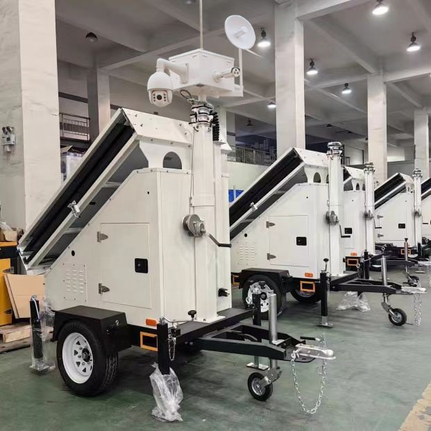 CCTV solar security camera surveillance trailer