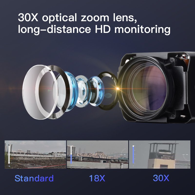 VStarcam 30x zoom camera long distance 360 degree PTZ solar cctv camera 5mp POE IP security camera system
