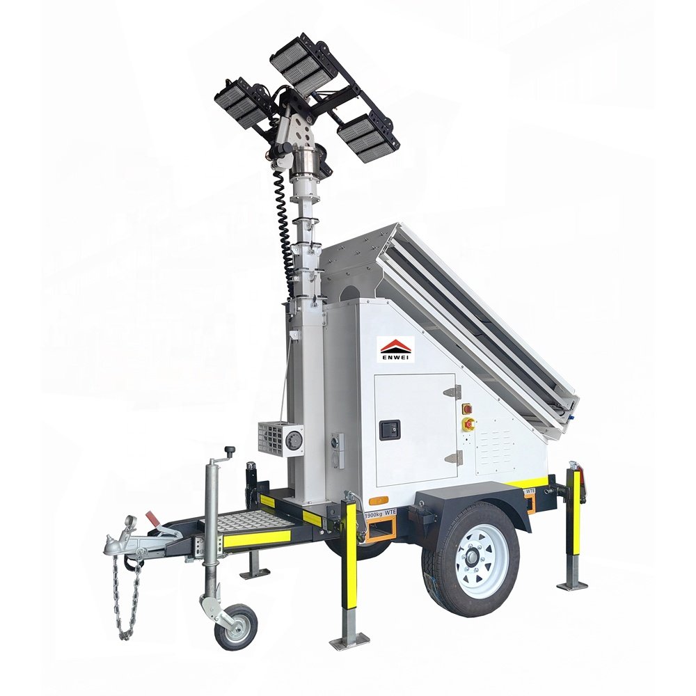 Security system hybrid solar light tower CCTV camera trailer price