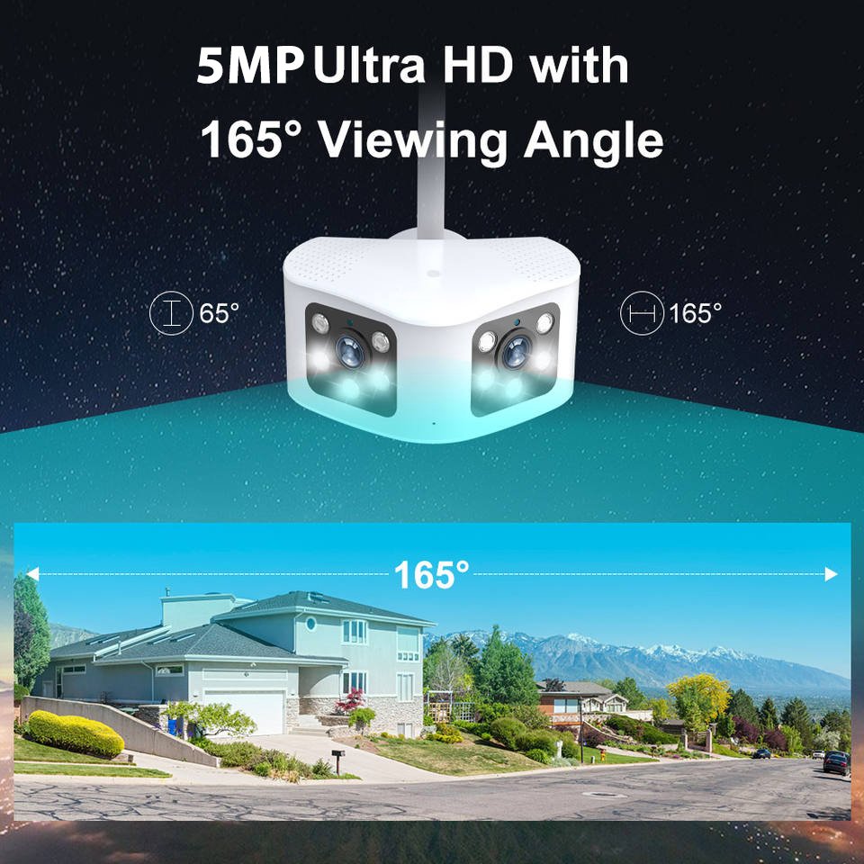 Wifi Panoramic Camera 5 MP Dual Lens 180 Degree Ultra Wide Angle P2P Wireless Network Surveillance System