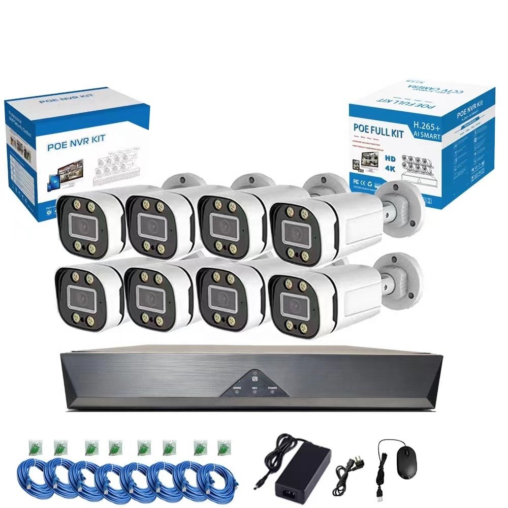 HD Network Camera Recorder Kit Full Color Warm Light Camera Security Infrared Night Surveillance IP Cameras