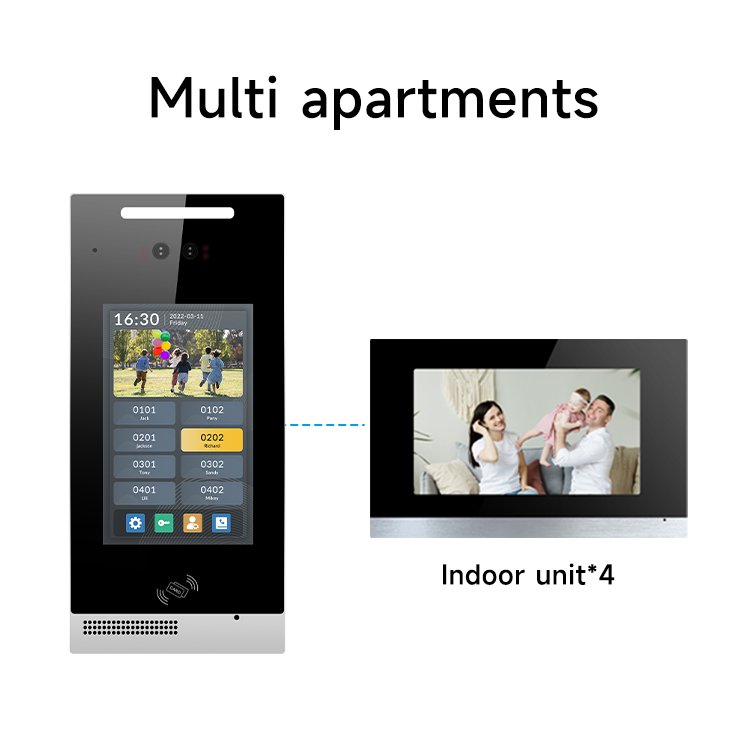 System Doorphone Touch Screen Monitor with Access Control Doorbell 1080P APP Password NFC Card Swipe Multi-Apartment Houses