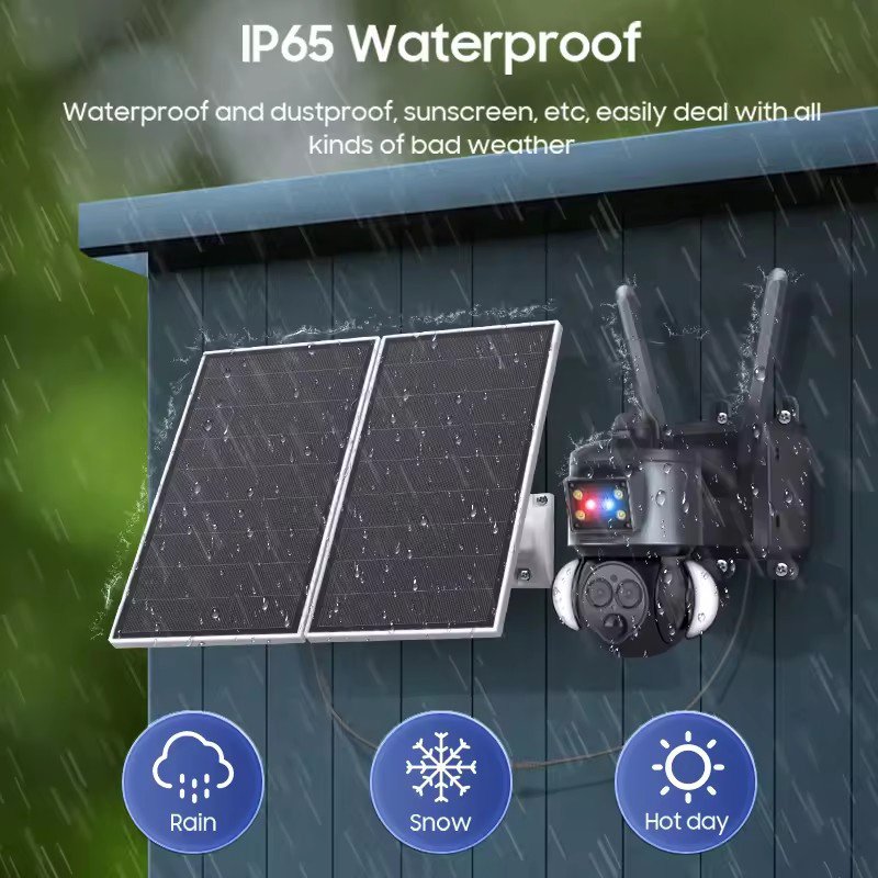 Hot 6MP 12X Zoom Continuous Recording Ubox Dual Lens Colorful Night Vision Motion Detection Security Solar 4g network Camera