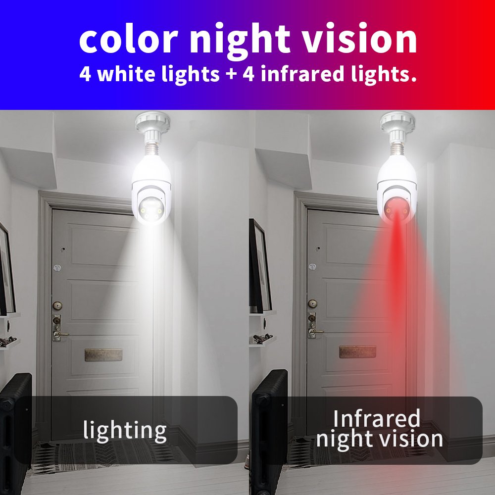 E27 Light Bulb Camera Color Night Vision Motion Detection Light Bulb Security Camera Wifi Camera