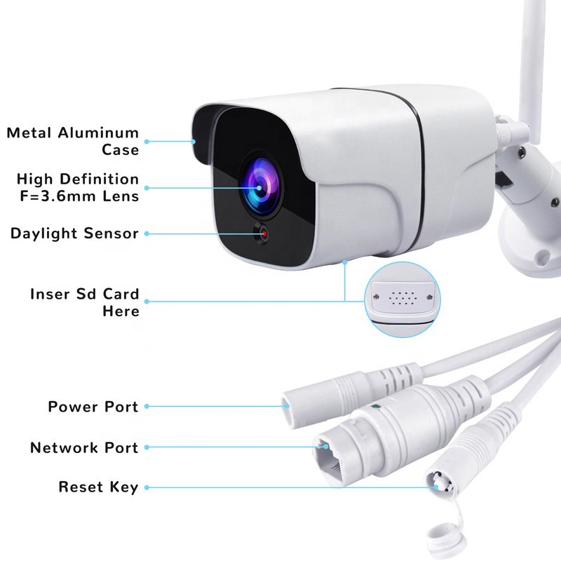 HD wifi camera outdoor wireless cctv security surveillance system IP66 with audio and SD card recording