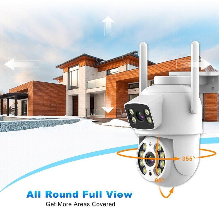 6MP Ai smart outdoors Home Night Vision With Two Audio Surveillance security wifi wireless cc tv dual lens icsee ptz dome camera