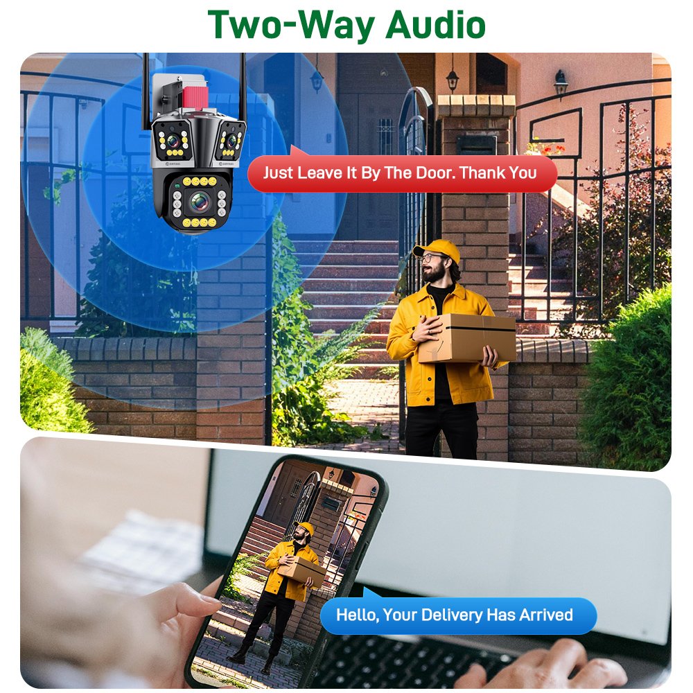 Outdoor 8MP Wireless Wifi Security Camera 4k Full Color Three Lens 10x Zoom Surveillance IP Network New Model IP CCTV Camera