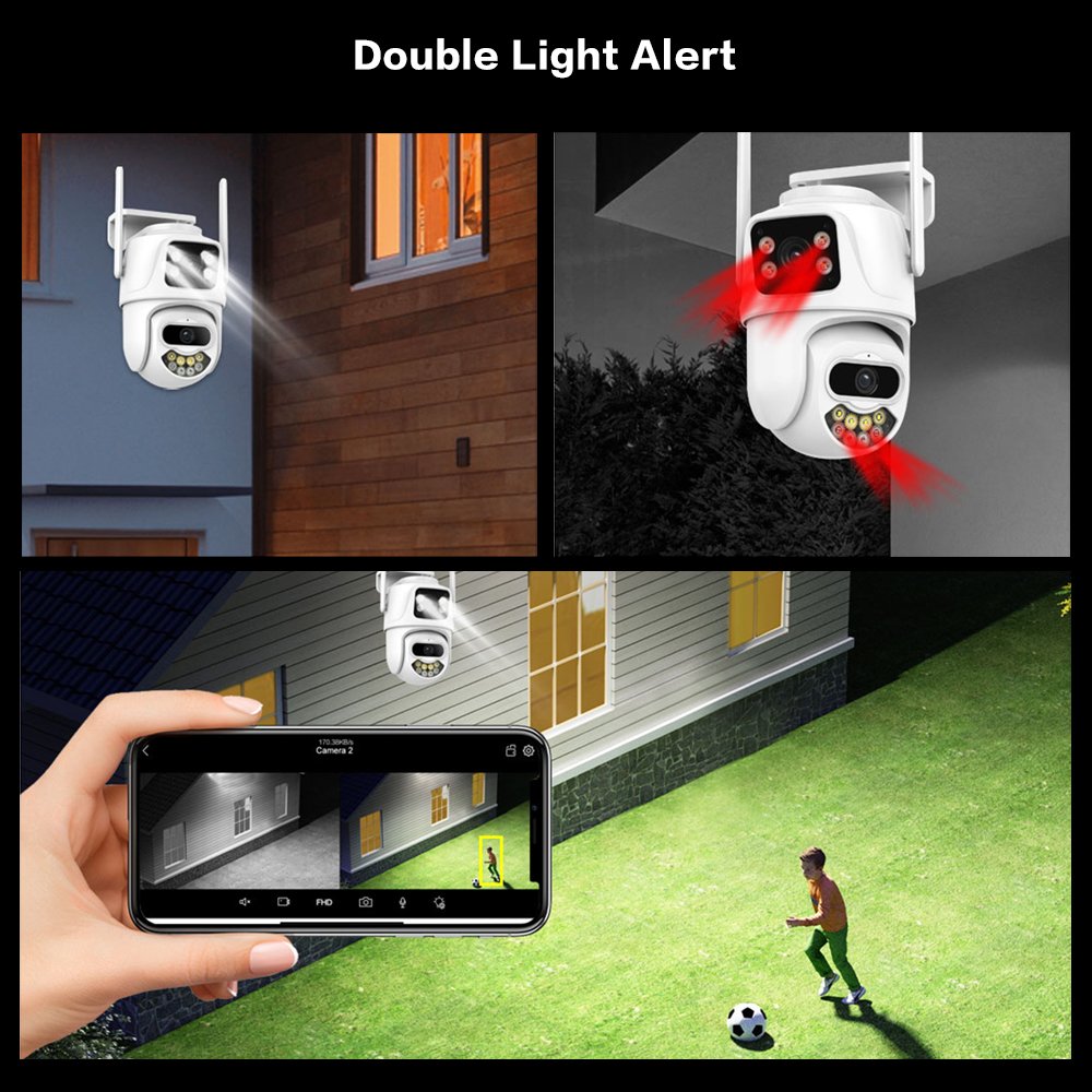 GX-P8FD-M3X(AG) WiFi PTZ IP Camera 3MP*2 LENS Sensor Outdoor Full Color Night Vision AI Human Auto Tracking Surveillance ICSEE