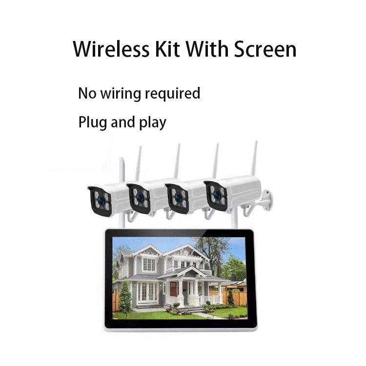 3MP Wireless CCTV Security Camera System Tuya 10.1inch lcd secreen 4ch Wifi NVR Kit