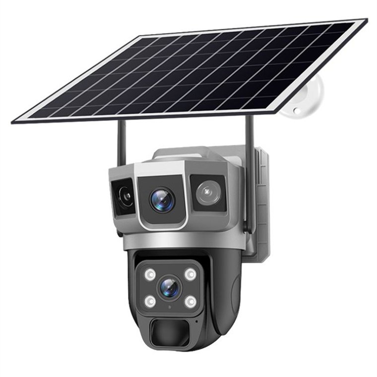 Rscamtom Color Night Vision Motion Detection 4G Sim Card CCTV Camera Dual Lens Triple Screen Solar Camera