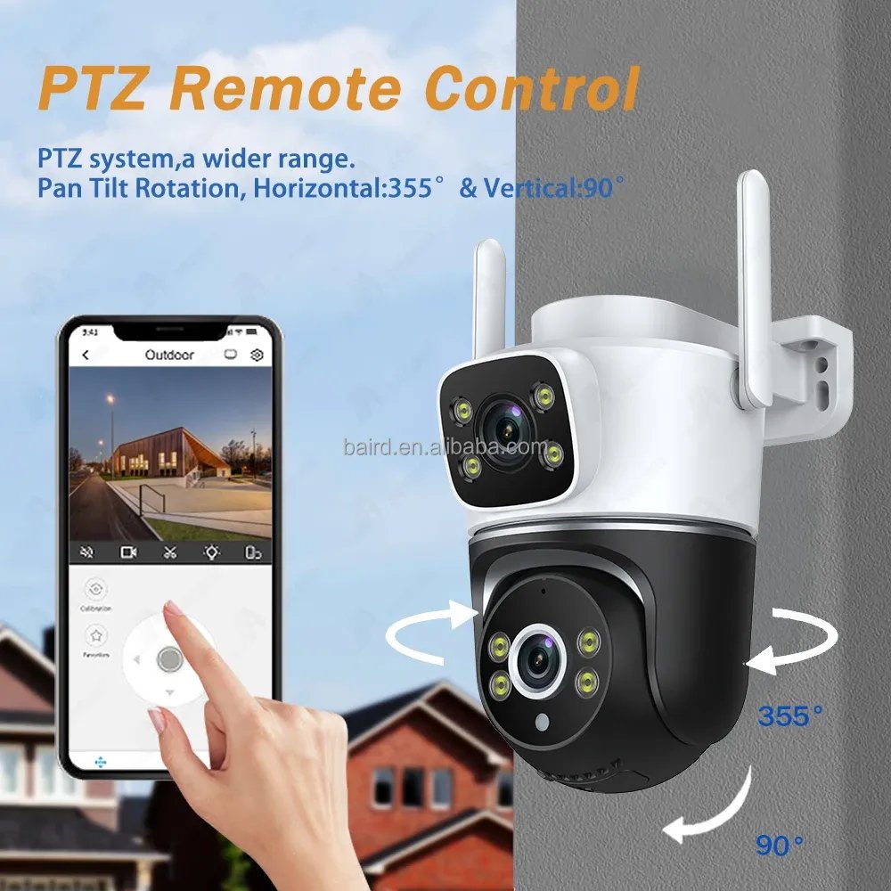 Tuya 8MP WiFi Camera 4K waterproof Dual Lens Dual Screen PTZ Home Security-Protection CCTV Mini Video Security Camera Outdoor