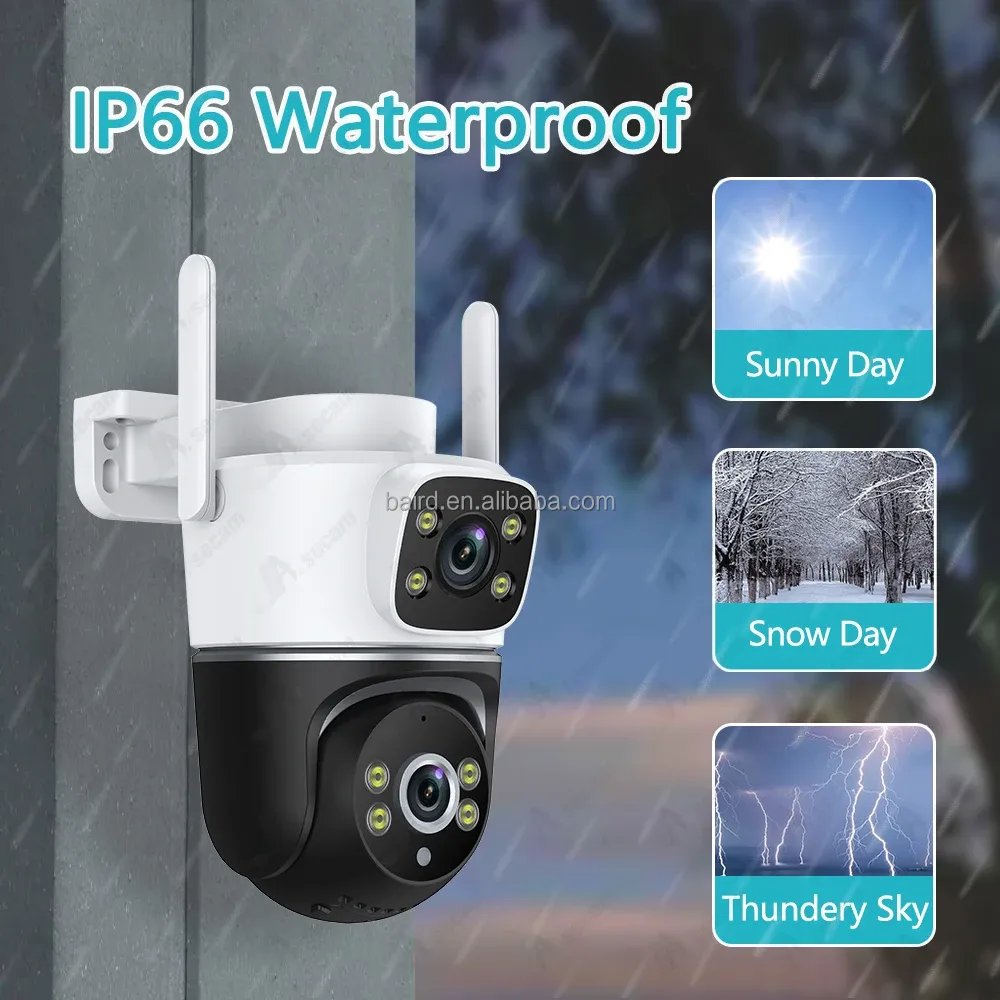 Tuya 8MP WiFi Camera 4K waterproof Dual Lens Dual Screen PTZ Home Security-Protection CCTV Mini Video Security Camera Outdoor