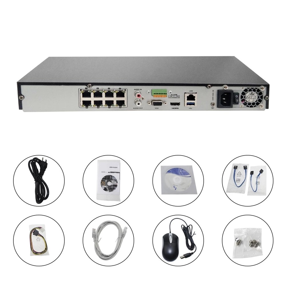 Hik POE NVR 4K 8MP 16CH DS-7616NXI-K2/16P Embedded Plug & Play 4K Video Recorder 2 SATA Max 12TB Interfaces 8 POE Port H.265