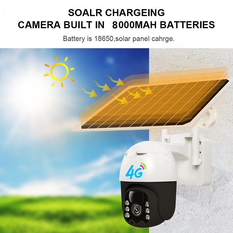 Wistino 3MP V380 Ptz 4g Solar Camera 360 Degree Rotate Outdoor Waterproof Motion Detection Battery Audio Solar Camera Wifi