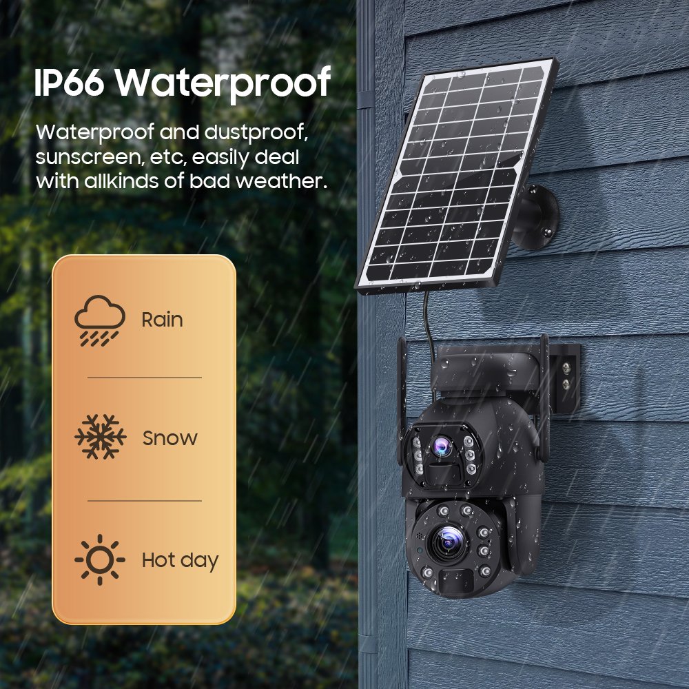Outdoor Wireless 20x Optical Zoom Metal 360 Degree Solar Powered 6mp Dual Lens Security Camera System 4G sim card solar camera