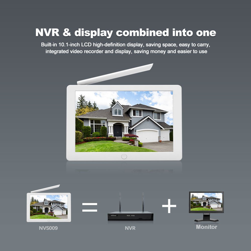 2024 NVS009 +4*IPC059 1080P Srihome 4-Channel Wireless Security CCTV NVR Kit Touched Screen Wifi NVR Surveillance CCTV System
