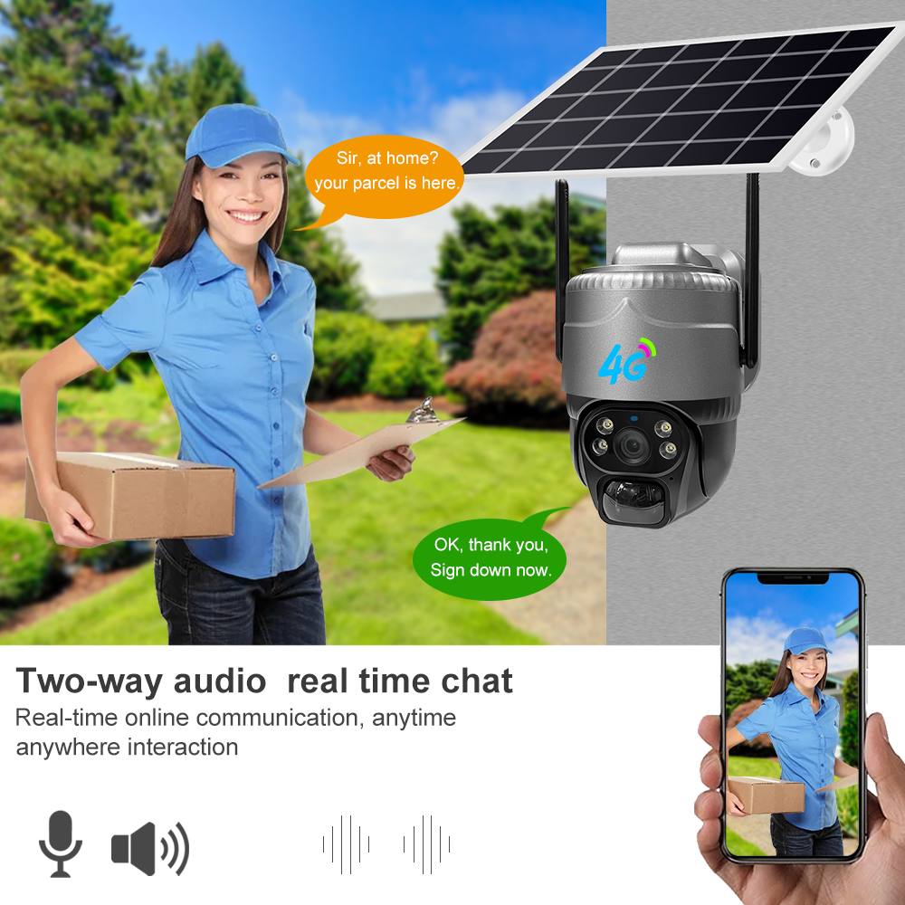 Private Model 4G Wireless CCTV PTZ Camera Surveillance IP V380Pro Two-Way Audio 4G SIM Card Solar Security CCTV Camera