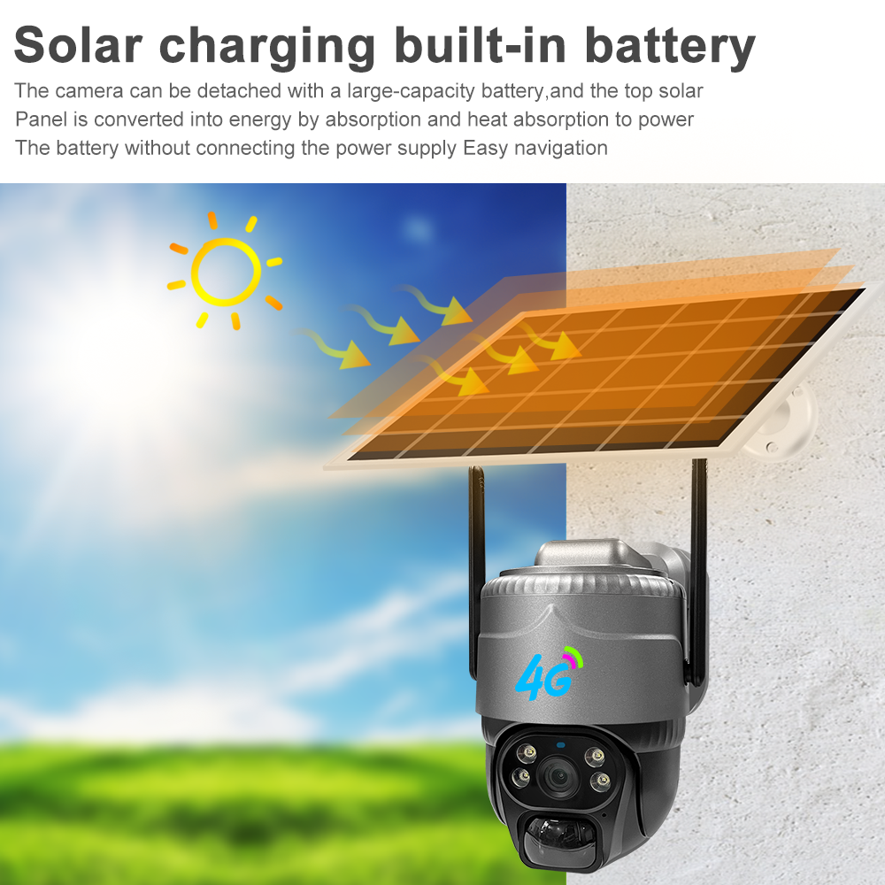 Private Model 4G Wireless CCTV PTZ Camera Surveillance IP V380Pro Two-Way Audio 4G SIM Card Solar Security CCTV Camera