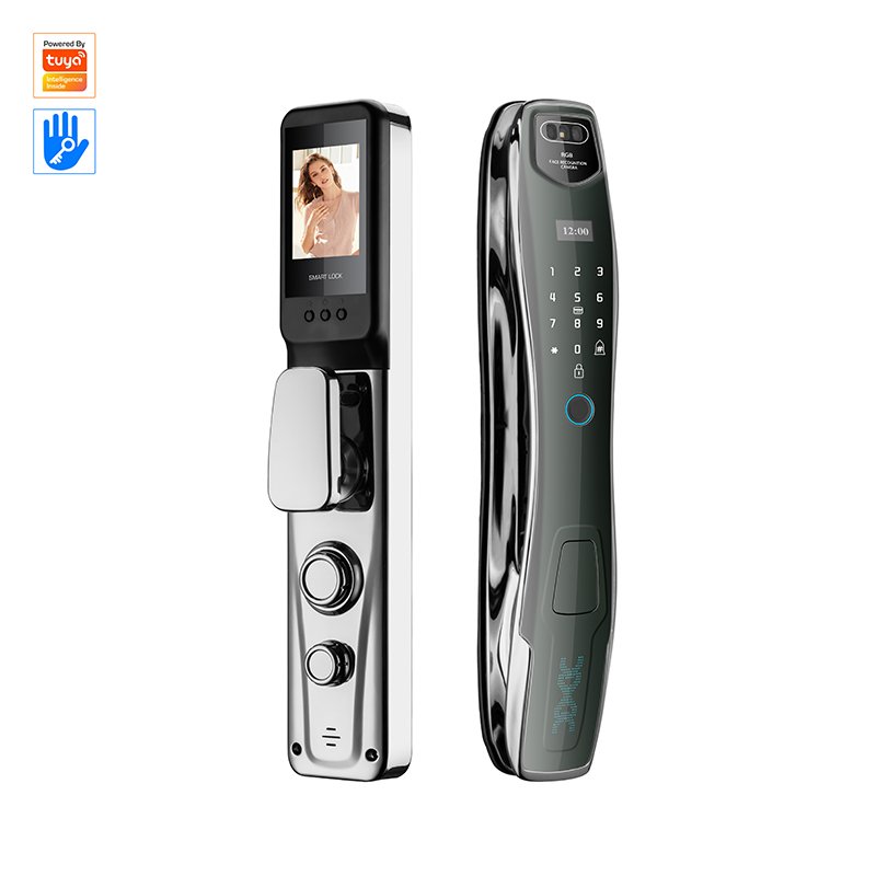 Full Automatic 3D Face Golden Tuya App Smart Life Remote Unlock Automatic Biometric Lock With Camera Smart Door Lock