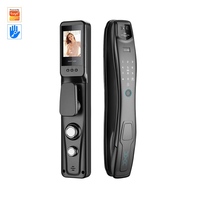 Full Automatic 3D Face Golden Tuya App Smart Life Remote Unlock Automatic Biometric Lock With Camera Smart Door Lock