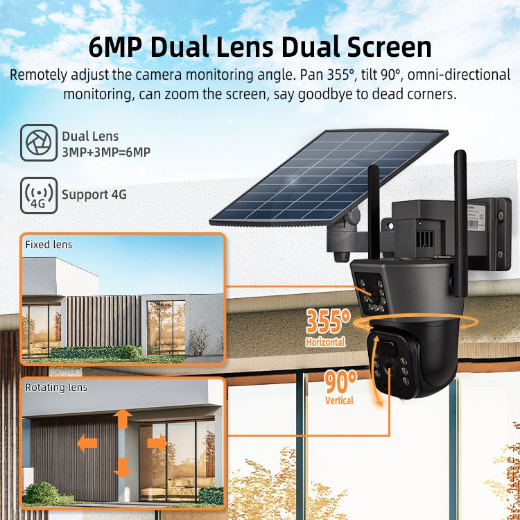 6MP Dual lens V380 Pro 4G solar security camera system CCTV Surveillance for outdoor home use protection camera ready in stock