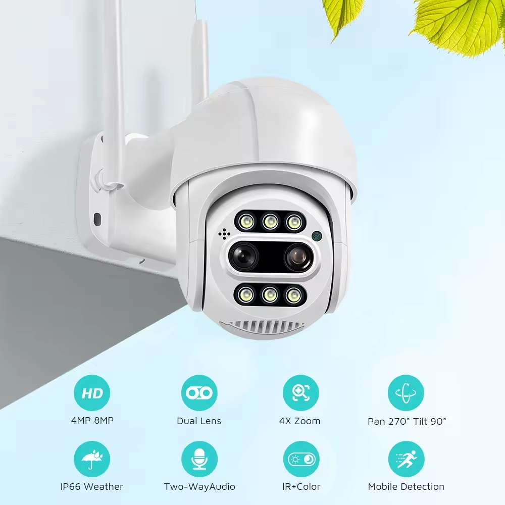 ICSEE 12mm+2.8mm Dual Lens 1080P 8x Hybrid Zoom Surveillance System for Outdoor Waterproof PTZ WiFi Smart Security Camera