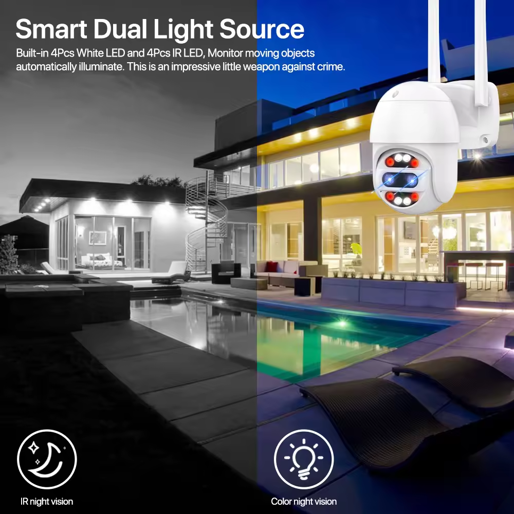ICSEE 12mm+2.8mm Dual Lens 1080P 8x Hybrid Zoom Surveillance System for Outdoor Waterproof PTZ WiFi Smart Security Camera