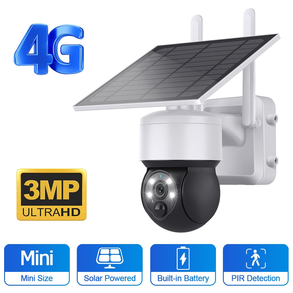 New Mini 4G Network solar camera outdoor IP66 waterproof 3MP HD resolution pir human detection network CCTV surveillance camera
