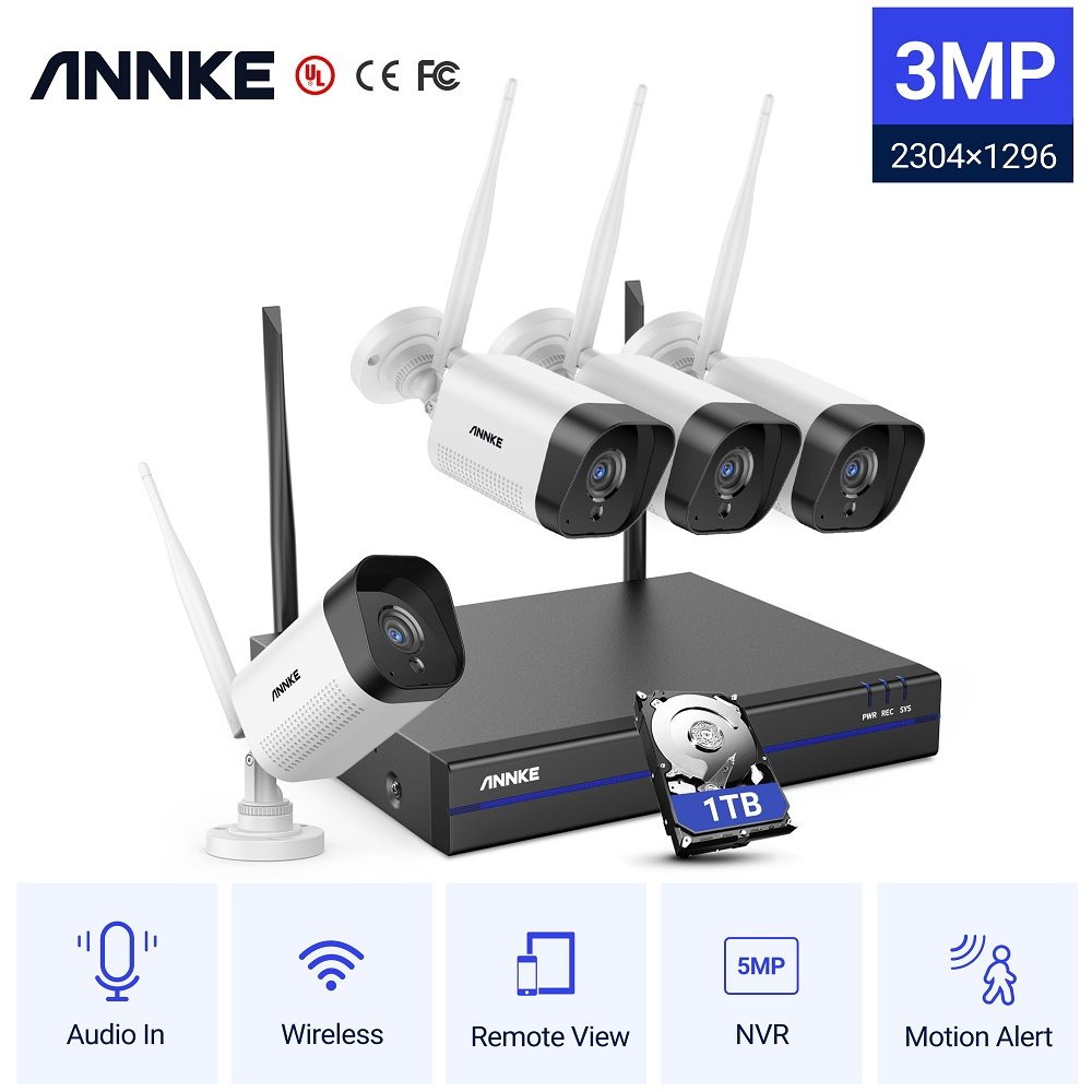 ANNKE 5MP Full HD 8 Channel NVR WiFi Security Camera System with 1TB AI Human Detection Wireless 3MP Cameras Security System