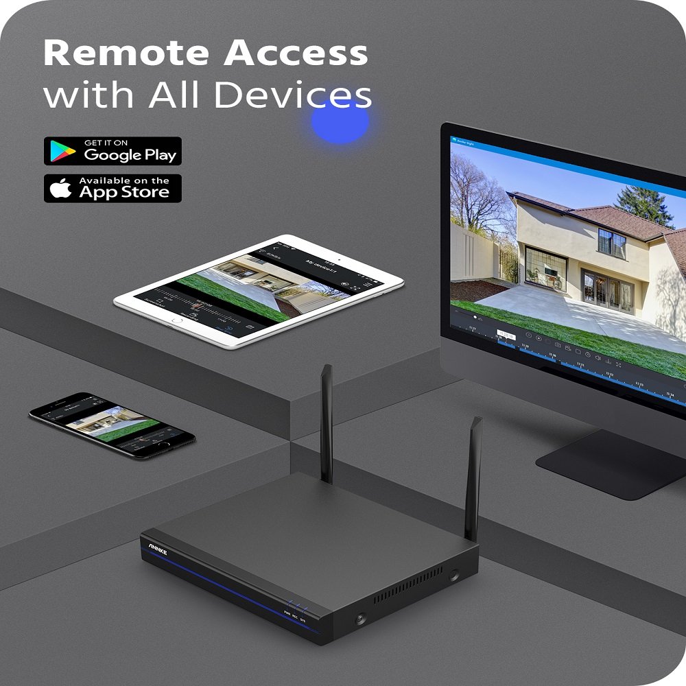 ANNKE 5MP Full HD 8 Channel NVR WiFi Security Camera System with 1TB AI Human Detection Wireless 3MP Cameras Security System