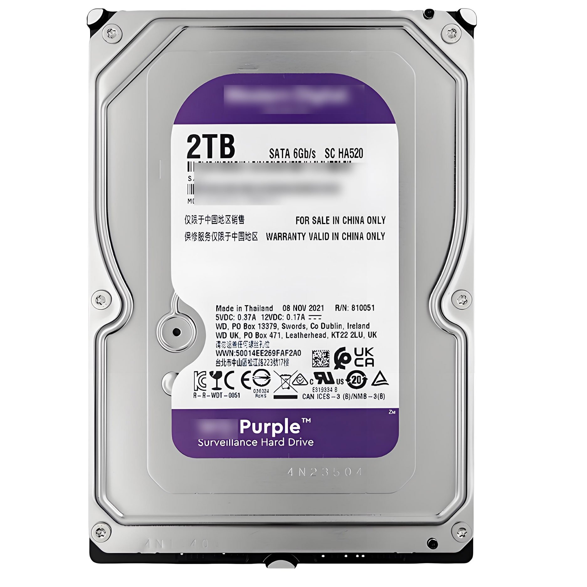 Best Price 2TB HDD 3.5" Original-used Surveillance Class purple HDD special for security CCTV DVR NVR DVR in stock