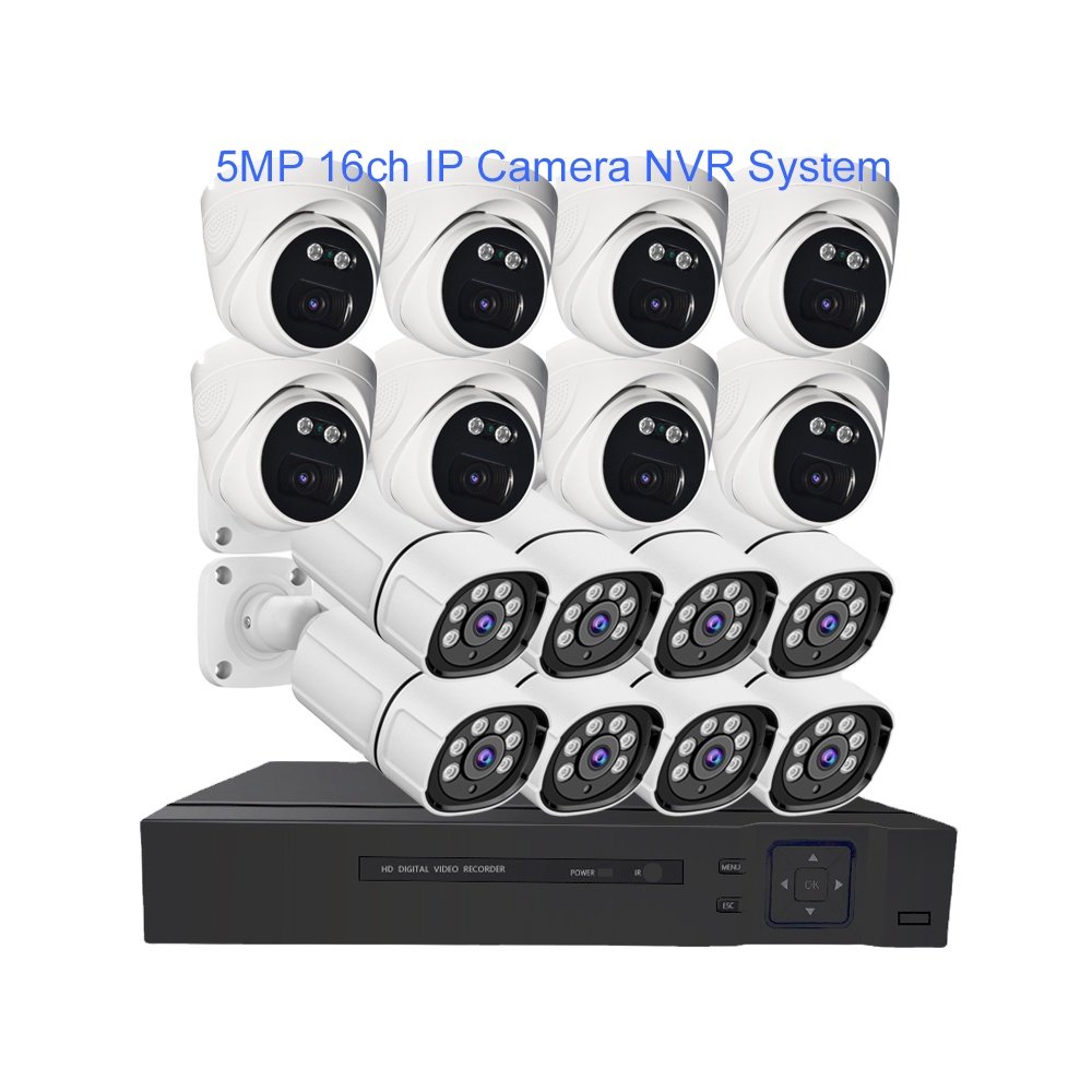 5MP 8MP 4K PoE security IP camera 12 16 16ch 32 64 channel NVR CCTV surveillance camera system with AI face detection