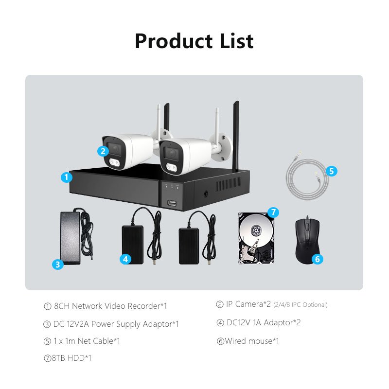 SMART WIFI NVR KIT HOME CCTV CAMERAS WIRELESS SECURITY CAMERA SYSTEM OUTDOOR 1080P IP CAMERA 8CHANNEL NVR SURVEILLANCE SYSTEM