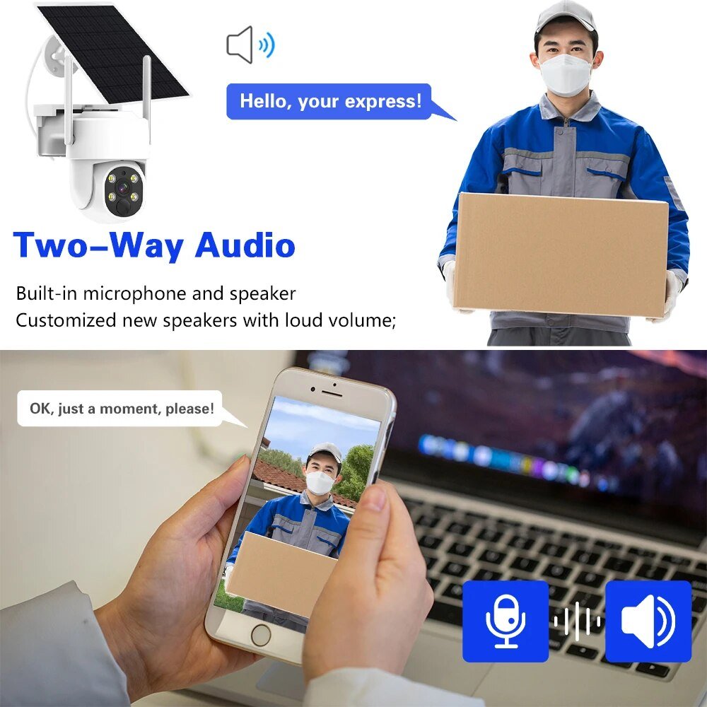 Surveillance Set 5MP 10CH WiFi 4 8 Channel PTZ uto Tracking IP NVR Solar Battery Home Security CCTV Camera System Wireless Out