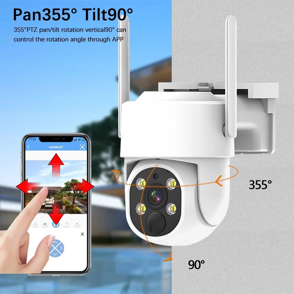 Surveillance Set 5MP 10CH WiFi 4 8 Channel PTZ uto Tracking IP NVR Solar Battery Home Security CCTV Camera System Wireless Out