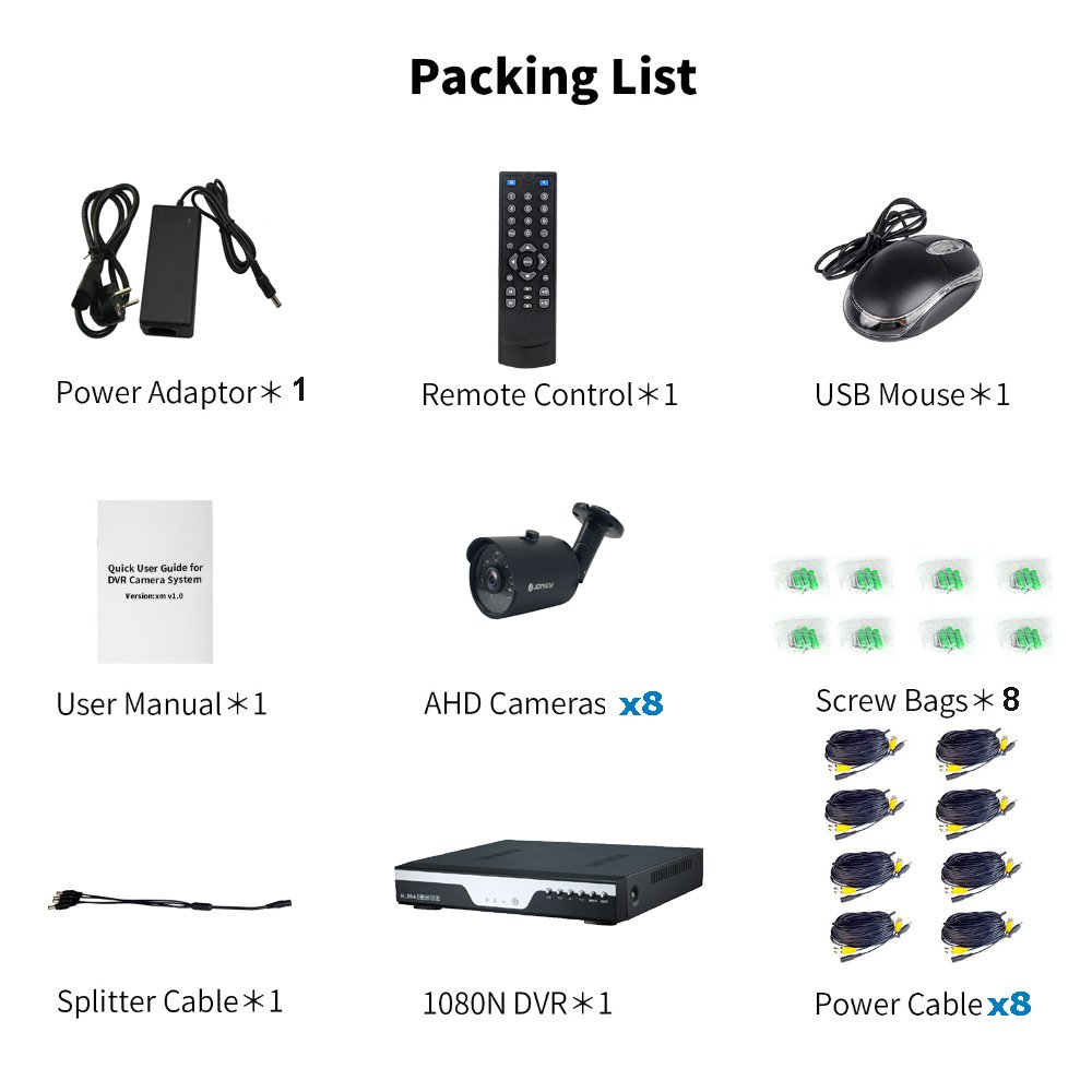 Video Surveillance Security System 8CH 1080P AHD CCTV DVR Kit