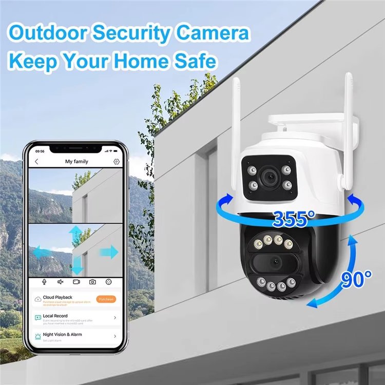 4k dual lens smart home security camera system wireless icsee wifi outdoor ptz security network camera de surveillance sans fil