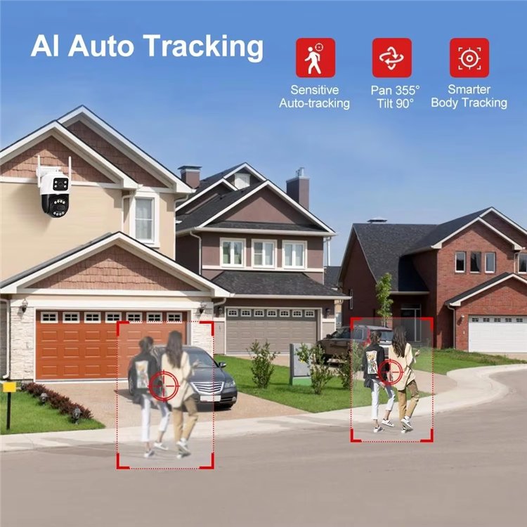 4k dual lens smart home security camera system wireless icsee wifi outdoor ptz security network camera de surveillance sans fil