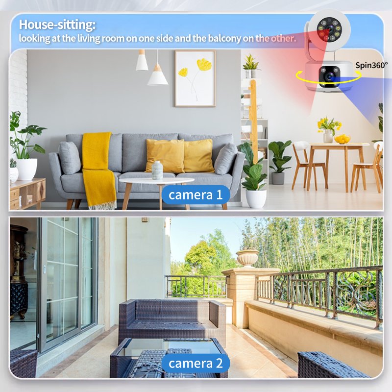 Indoor dual lens 4MP IP Camera with Night Vision Alarm system WiFi Support Remote Interactive Audio Home baby Monitoring