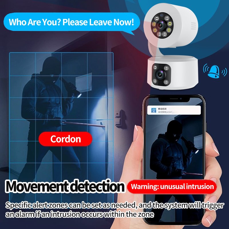 Indoor dual lens 4MP IP Camera with Night Vision Alarm system WiFi Support Remote Interactive Audio Home baby Monitoring