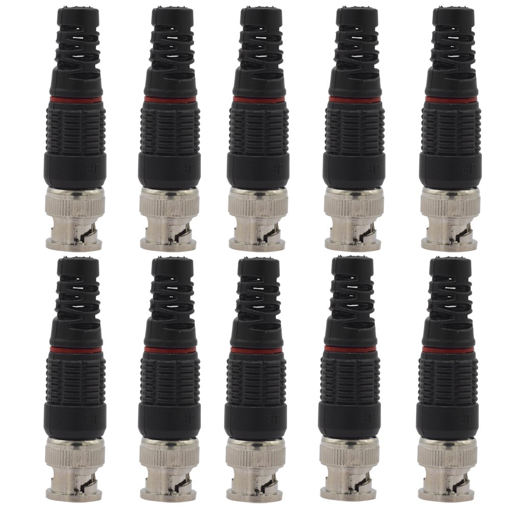 BNC Male Plug Pin Solderless Straight Video Adapter BNC Connector for CCTV Surveillance Camera Security System