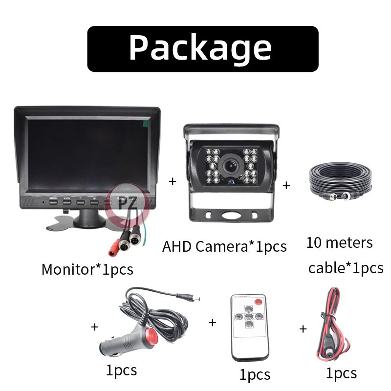 AHD 1080P 7 Inch IPS Screen Car Video Monitor Camera CCTV Surveillance Parking System With Cigarette Lighter Power Supply