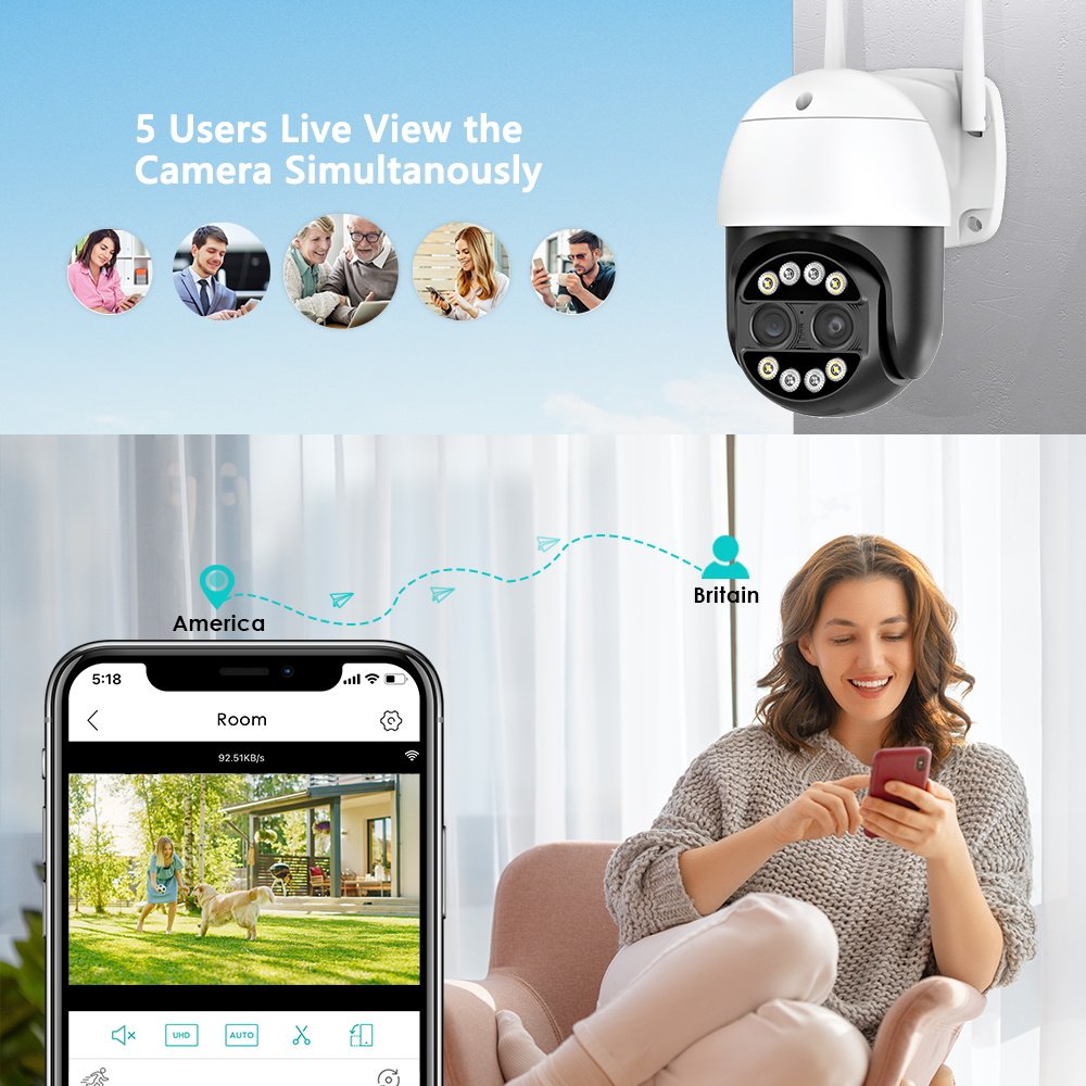 Wistino 8MP 4K 8x Hybrid Zoom 2.8+12mm Dual Lens PTZ IP Camera WiFi Human Detection 4MP Audio Security Video Surveillance Camera