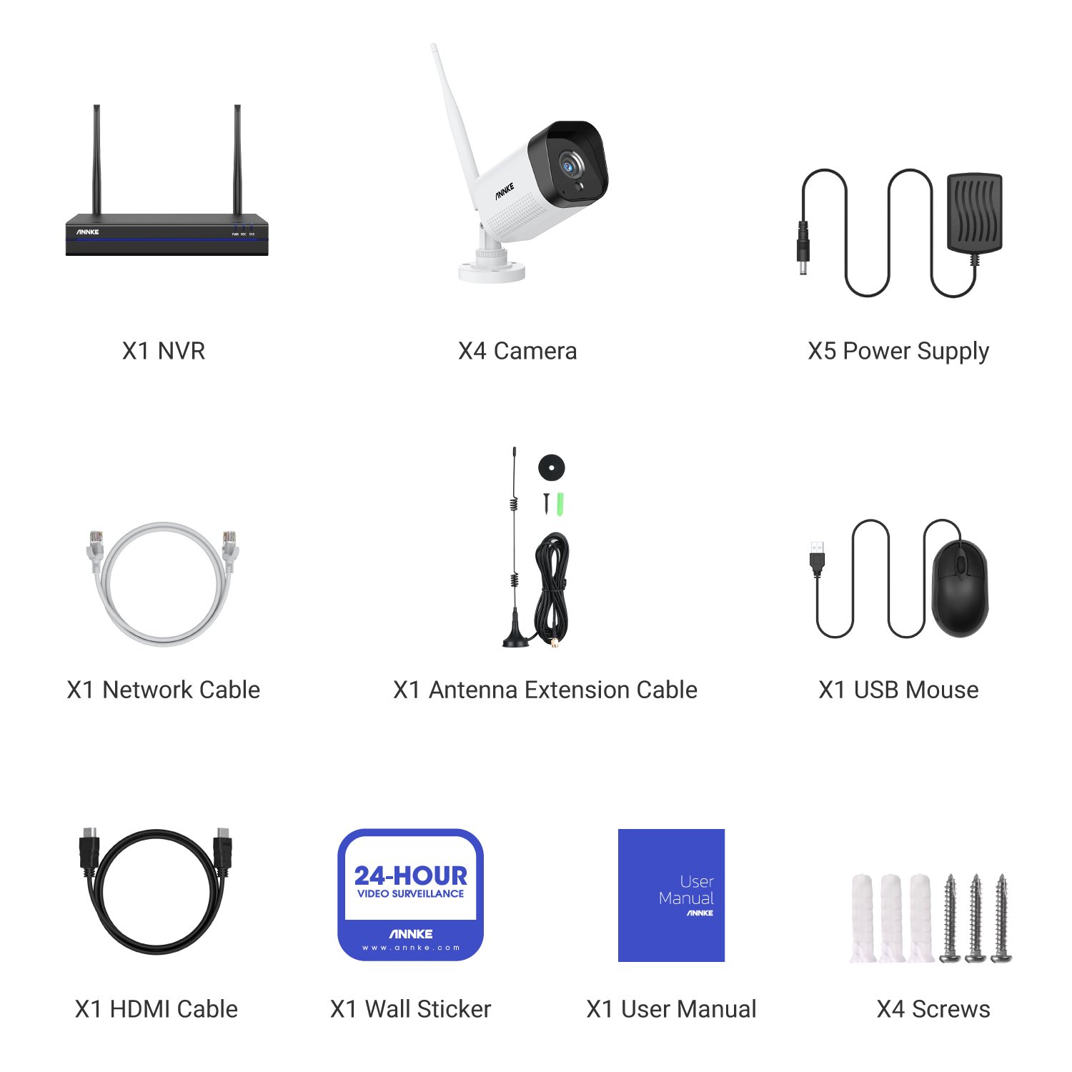 ANNKE 5MP 8CH Expandable WiFi NVR Security System Wireless 5MP WiFi Surveillance Camera System with AI Human Detection