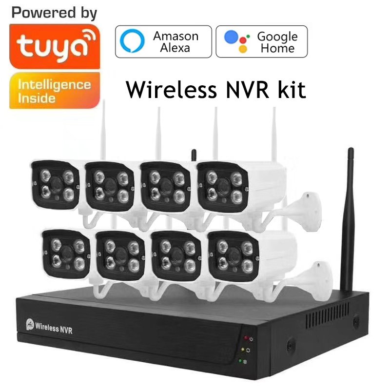 3mp Tuya Smart Life 4CH Video Surveillance Kit 1080P WIFI Waterproof Monitor NVR CCTV Camera tuya Security System 2mp