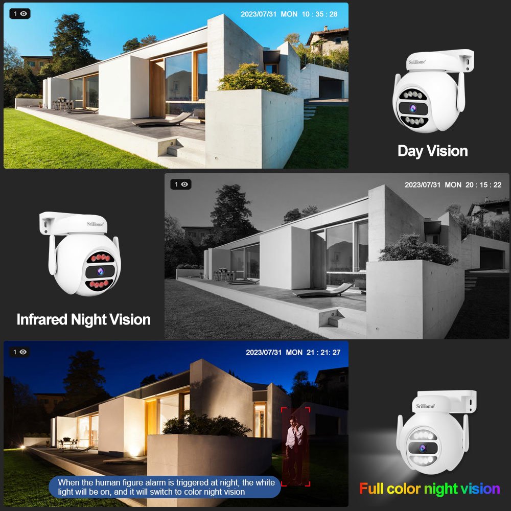 Srihome 5MP 4CH Wireless Security Camera System 10.1 Inch Touch Screen NVR Kit Camera Video Recorder CCTV System Security