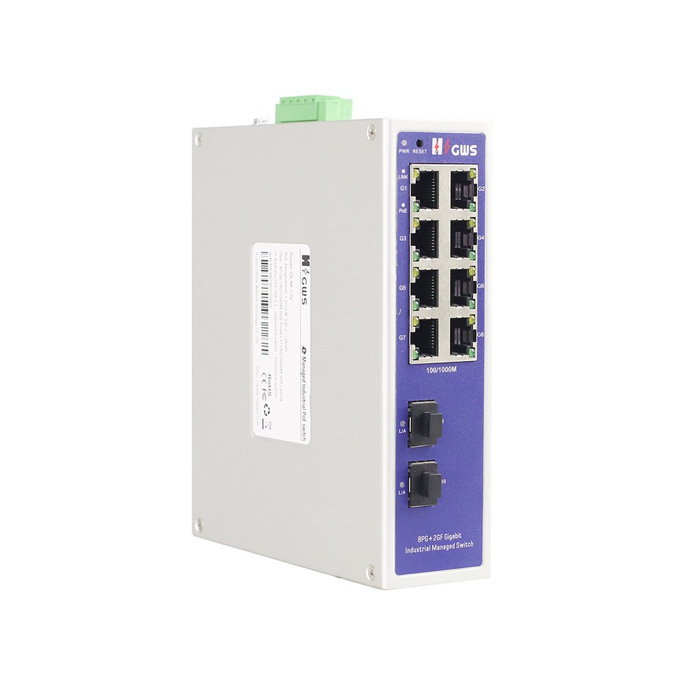 10 Ethernet switch 8*10/100/1000M POE port + 2*10/100/1000M SFP port Network E-Managed Industrial Network Fiber POE Switch