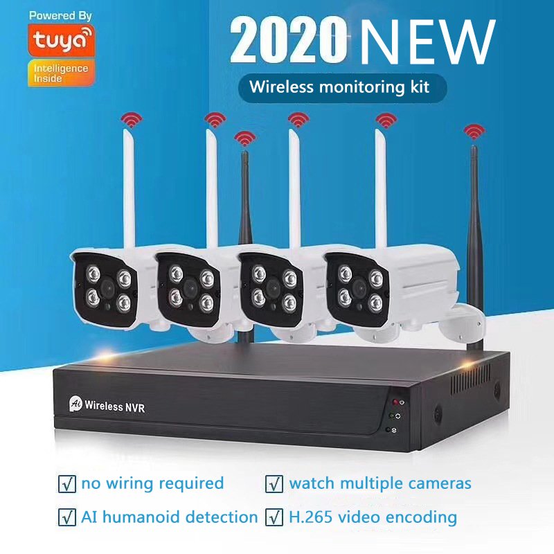 Wireless Cctv Nvr Tuya Smart Life Outdoor 2MP 1080P Security Surveillance System 4ch Wifi Kit